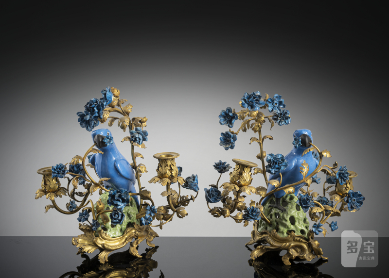 A pair of parrots as candle holders with magnificent mounting - 图2
